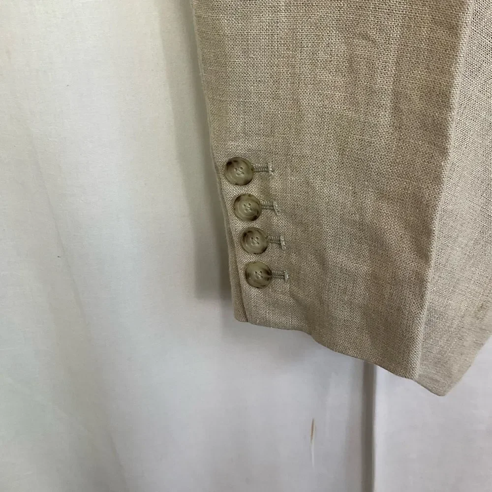 MICHAEL Michael Kors Cream 100% Linen Open Front Drape Blazer Jacket Size 4